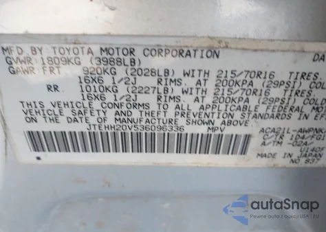 2003 Toyota Rav4 from USA, damaged, VIN JTEHH20V536096336